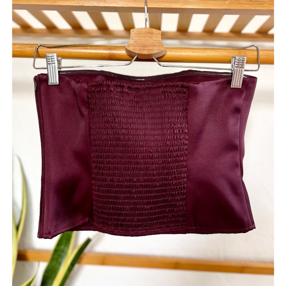 A New Day Slim Fit Party Tube Top Burgundy - Picture 6 of 7